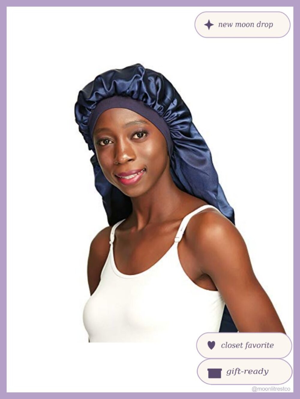 Extra Large Satin Sleep Cap Bonnet for Long Curly Hair with Scrunchie